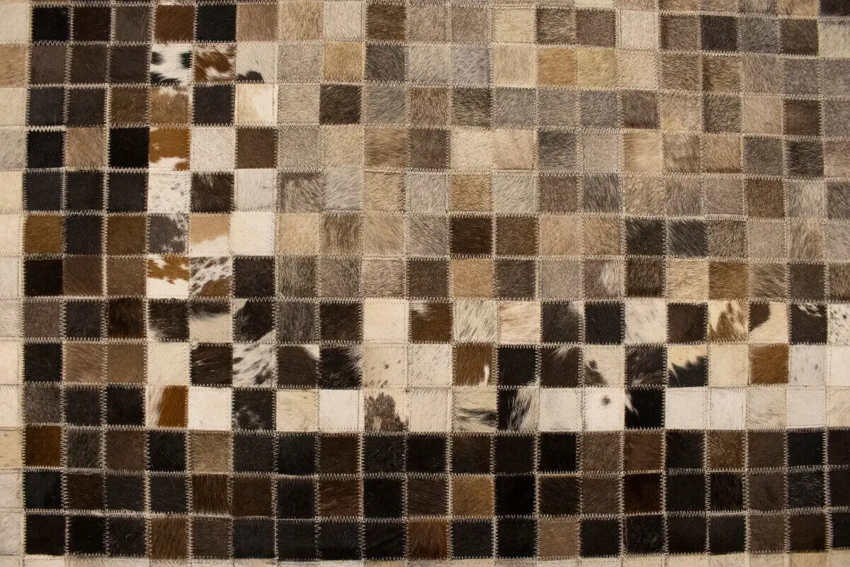 8X10 Ft Contemporary Multicolored Cowhide Leather