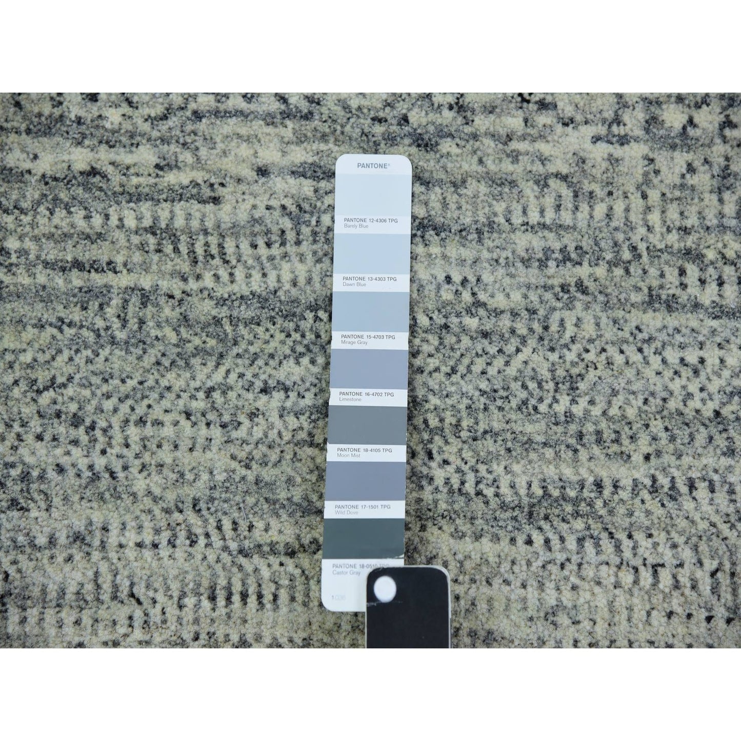3'1"X5'7" Stone Gray Undyed Wool Grass Design Hand Knotted Oriental Rug