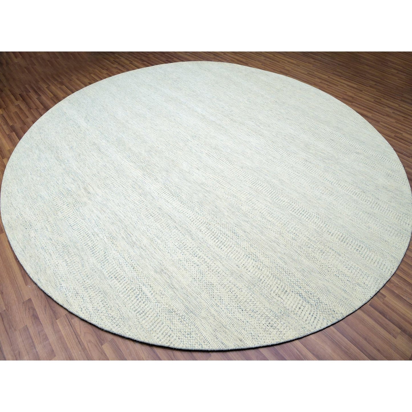 12'X12' Mushroom Gray Wool Hand Knotted Grass Design Round Oriental Rug