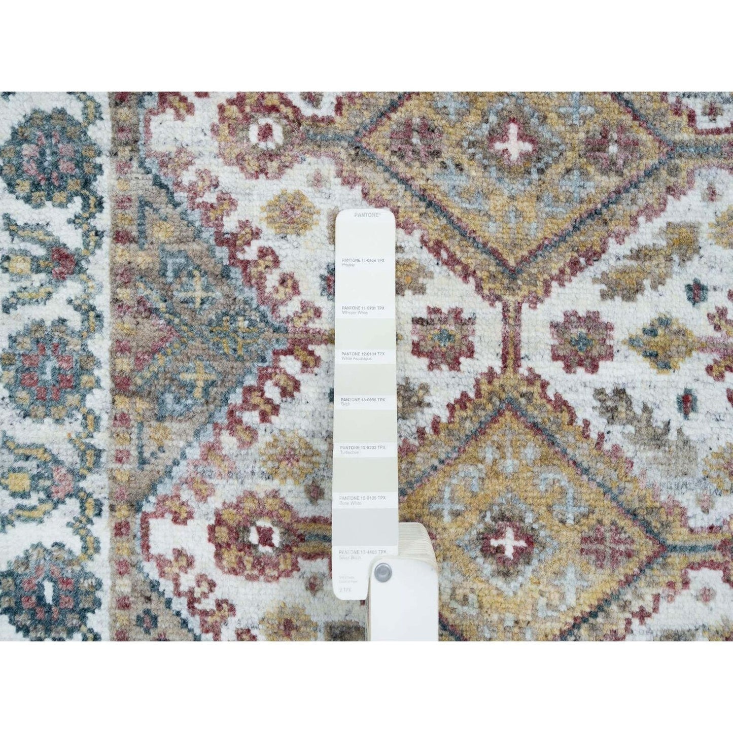 2'7"X18' Ivory Hand Knotted Flower Rosettes Border Xl Runner Oriental Rug