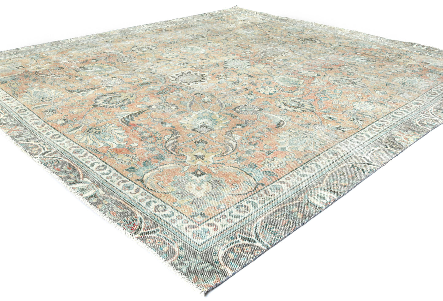 Distressed Vintage Oriental Rug Floral Style