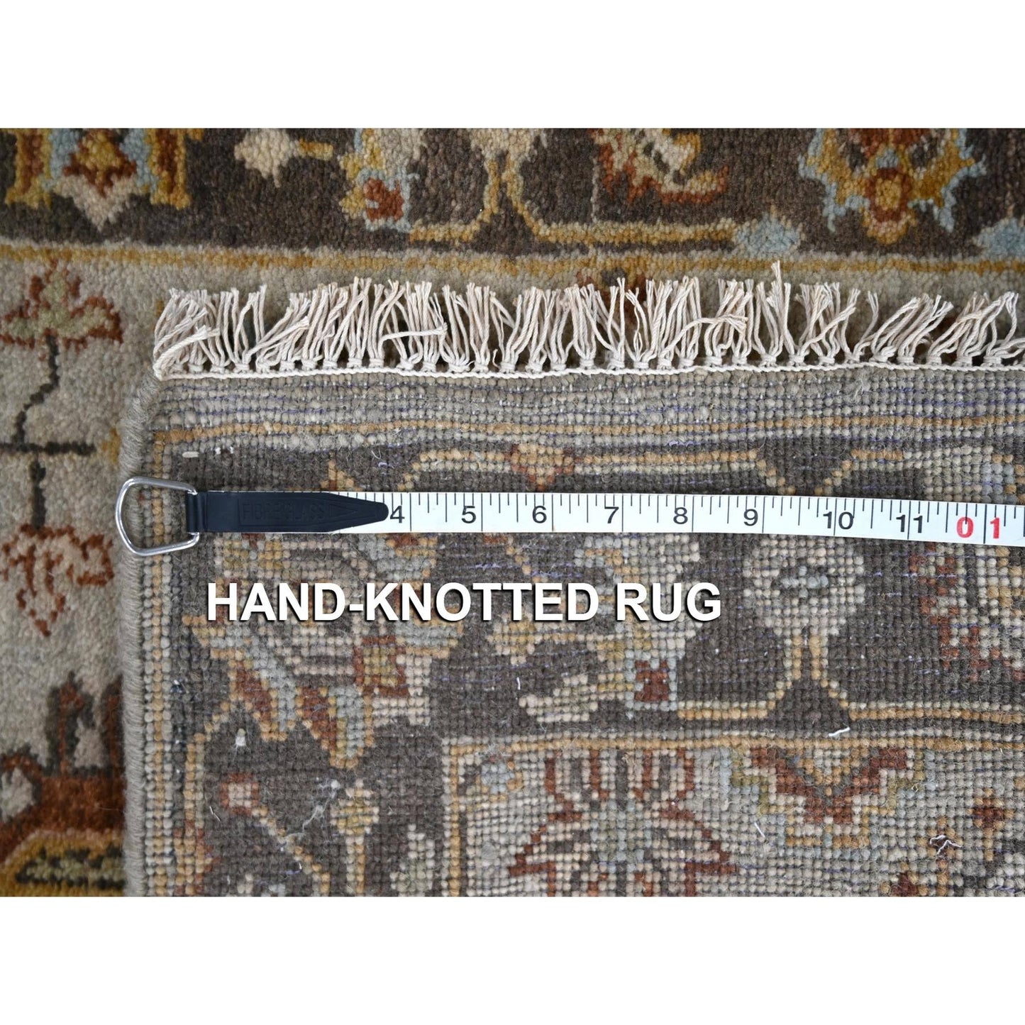 2'8"X12' Timberwolf Gray Karjihooz Design Hand Knotted Wool Runner Rug