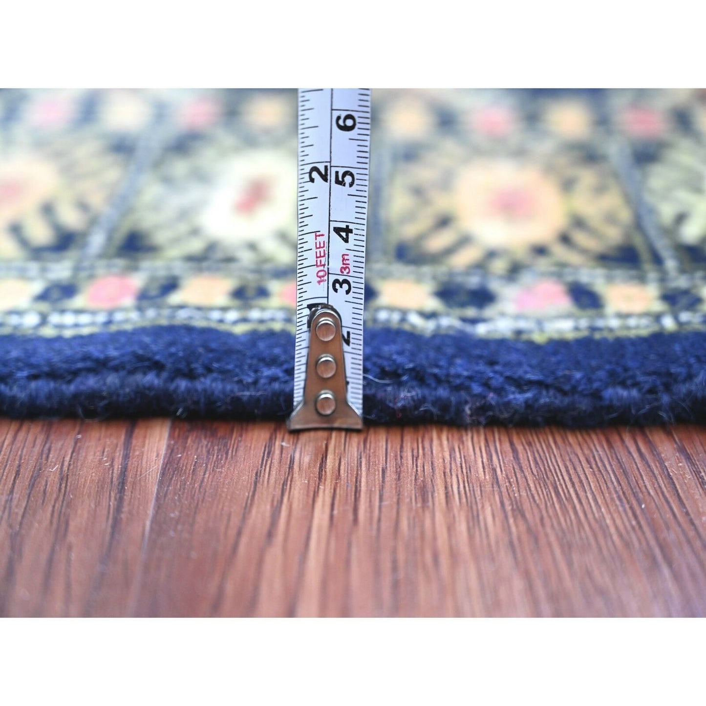 2'6"X16'10" Blue Mori Bokara Geometric Motif Wool Hand Knotted Runner Rug