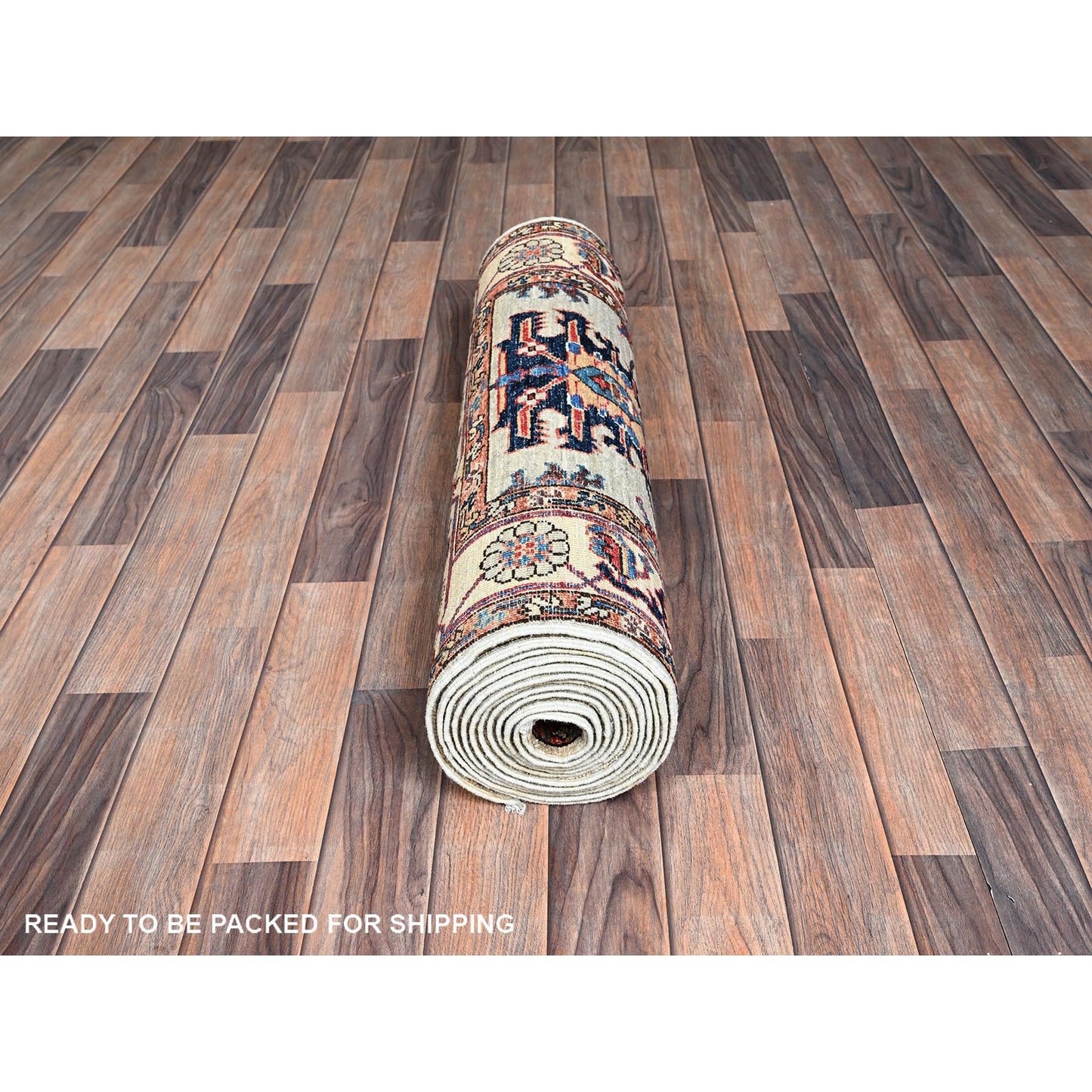 2'10"X15' Oyster Gray Heris Design Soft Wool Hand Knotted Xl Runner Rug