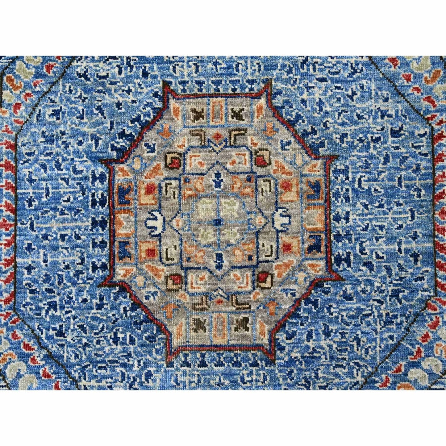 8'X9'8" Blue 14Th Century Mamluk Dynasty Pattern Hand Knotted Wool Rug