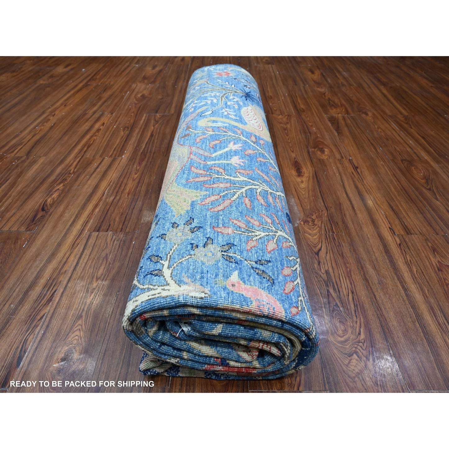 9'X11'10" Blue Wool Tree Of Life Peshawar Hand Knotted Oriental Rug