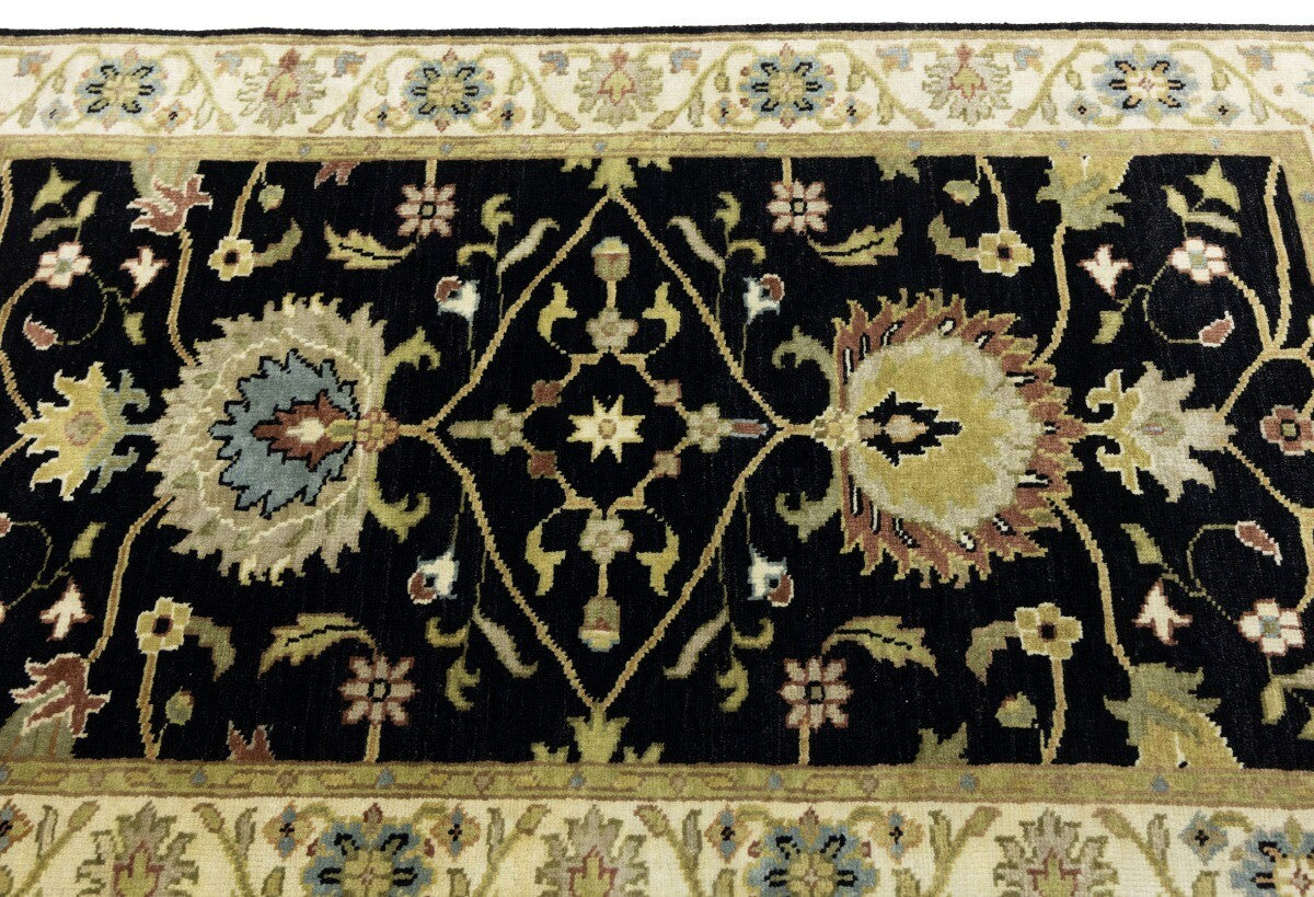 Handmade Black Osh Chobi Peshawar Rug Small