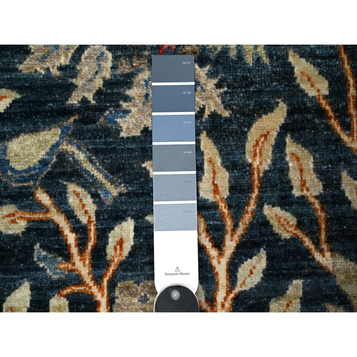 2'6"X9'7" Blue Afghan Peshawar Hand Knotted 100% Wool Runner Rug