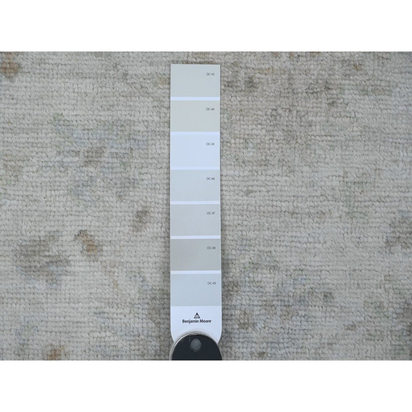 2'10"X19' White Angora Oushak Leaf Design Wool Hand Knotted Runner Rug