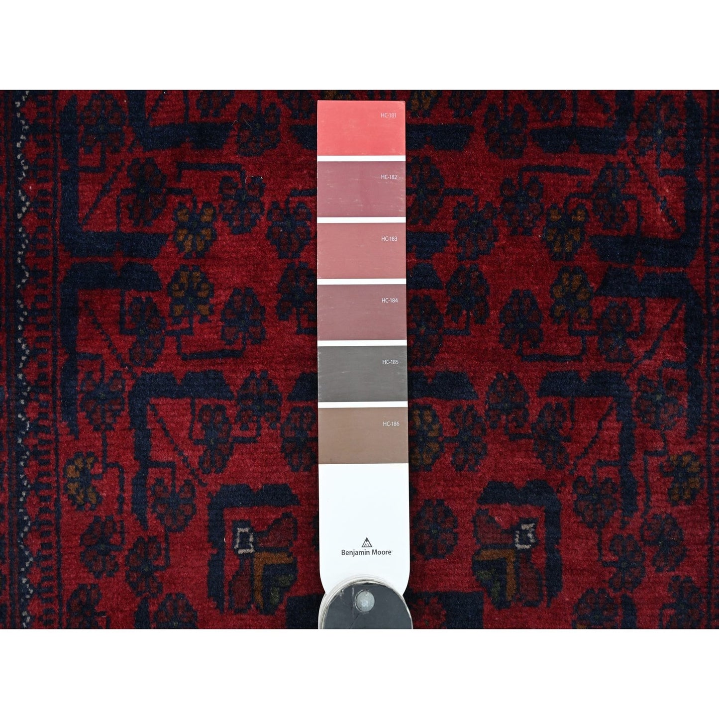 2'8"X16'3" Vermilion Red Afghan Khamyab Pure Wool Hand Knotted Runner Rug