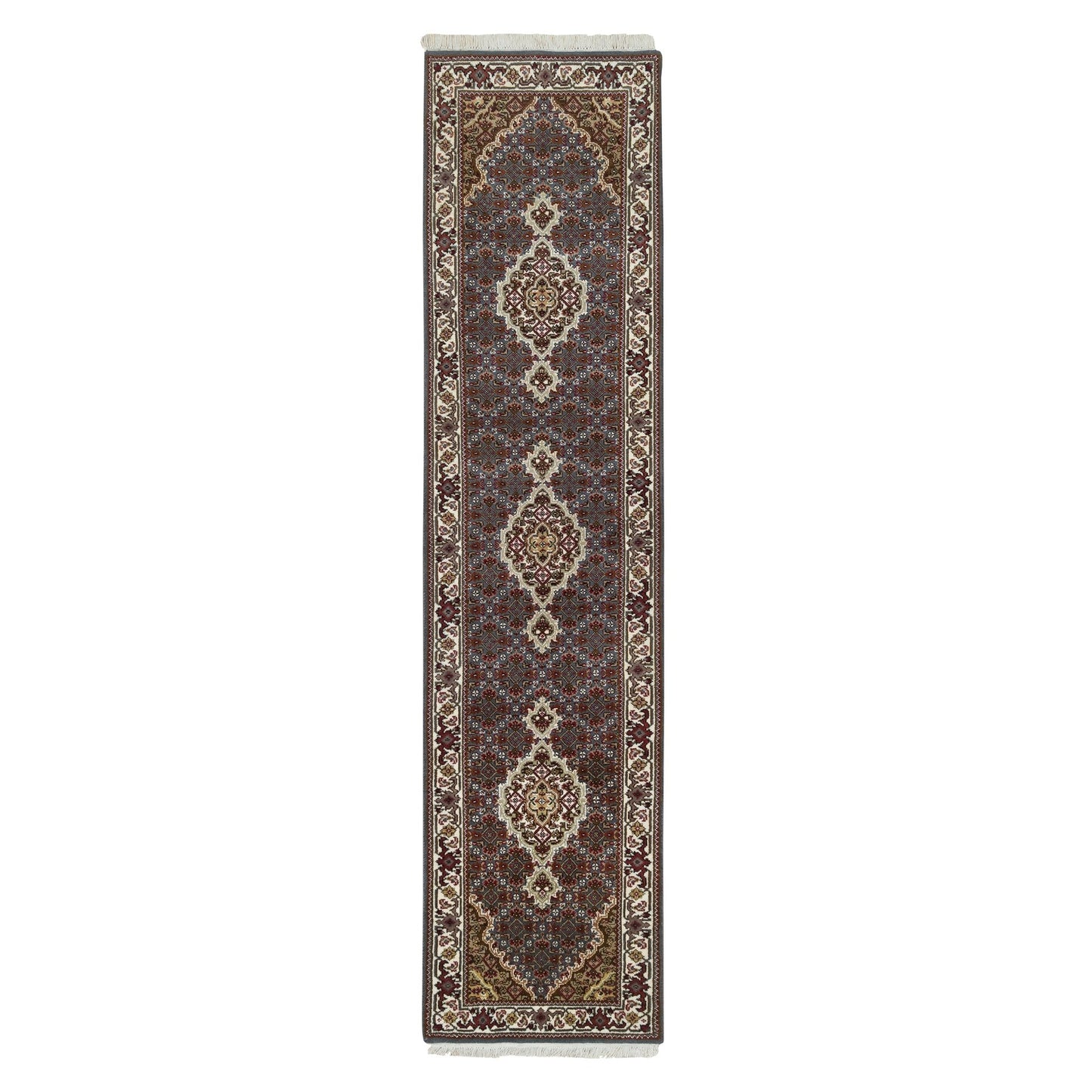 2'X8'5" Gray Tebraz Mahi 175 Kpsi Wool Hand Knotted Runner Rug