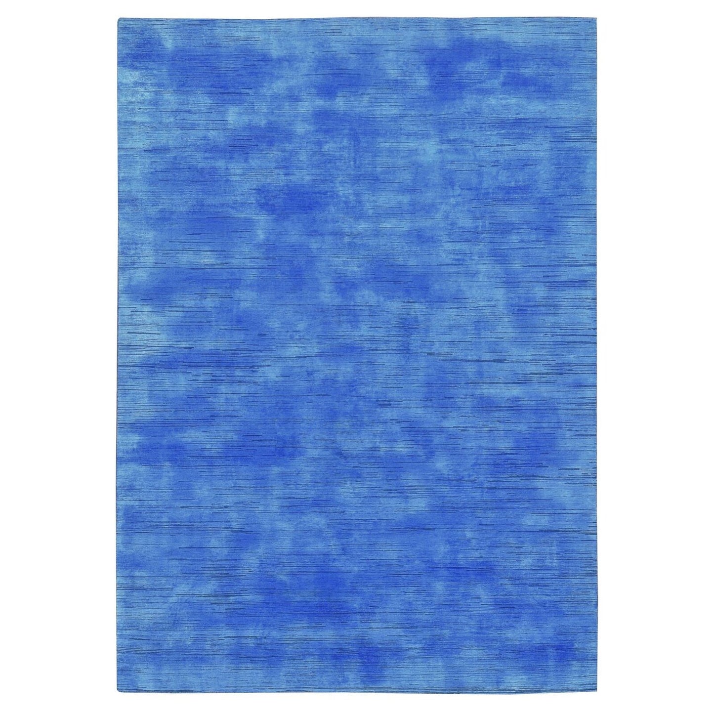 10'X14'1" Blue Wool Hand Knotted Overdyed Contemporary Design Rug