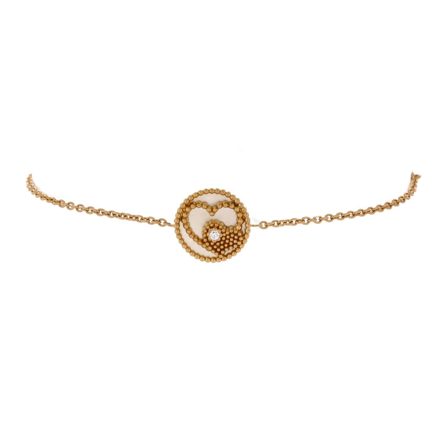 Christian Dior Rose Des Vents Heart Motif Bracelet 18K Yellow Gold With Diamond