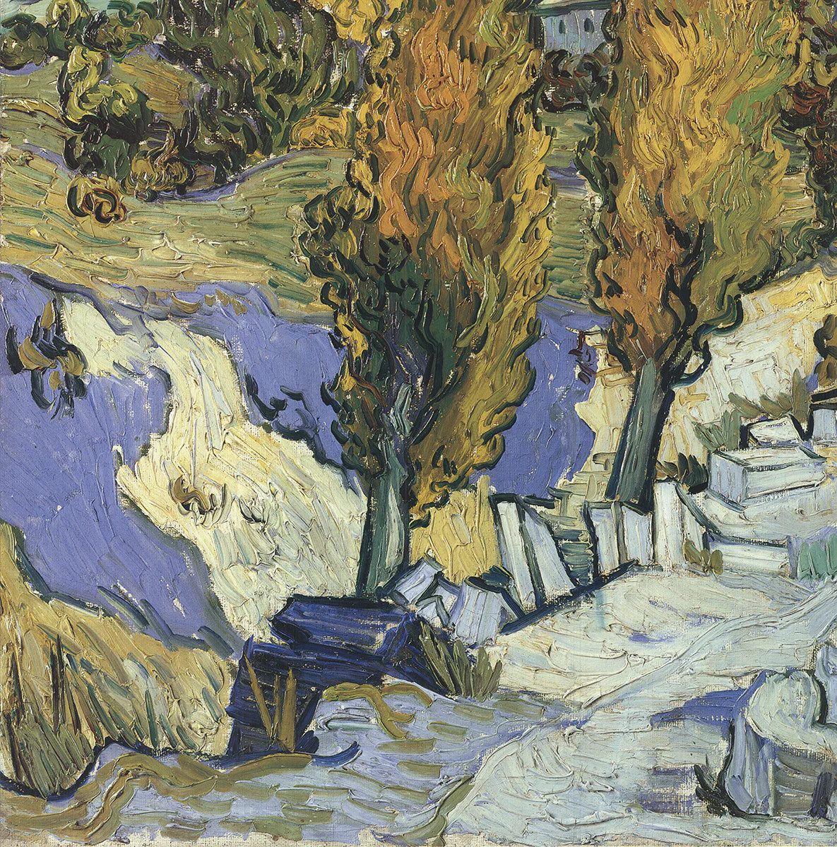Vincent Van Gogh Poplars On A Hill " Offset Lithograph Impressionis