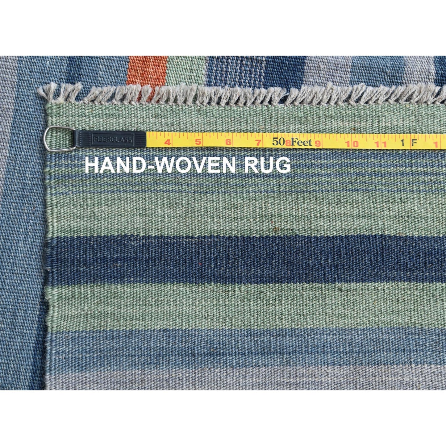 10'4"X14'2" Sunburst And Stripes Design Flat Weave Kilim Hand Woven Rug