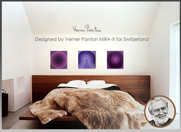 Vintage Verner Panton Mira X Kreiss Velvet Art Board Purple Square Mid Century