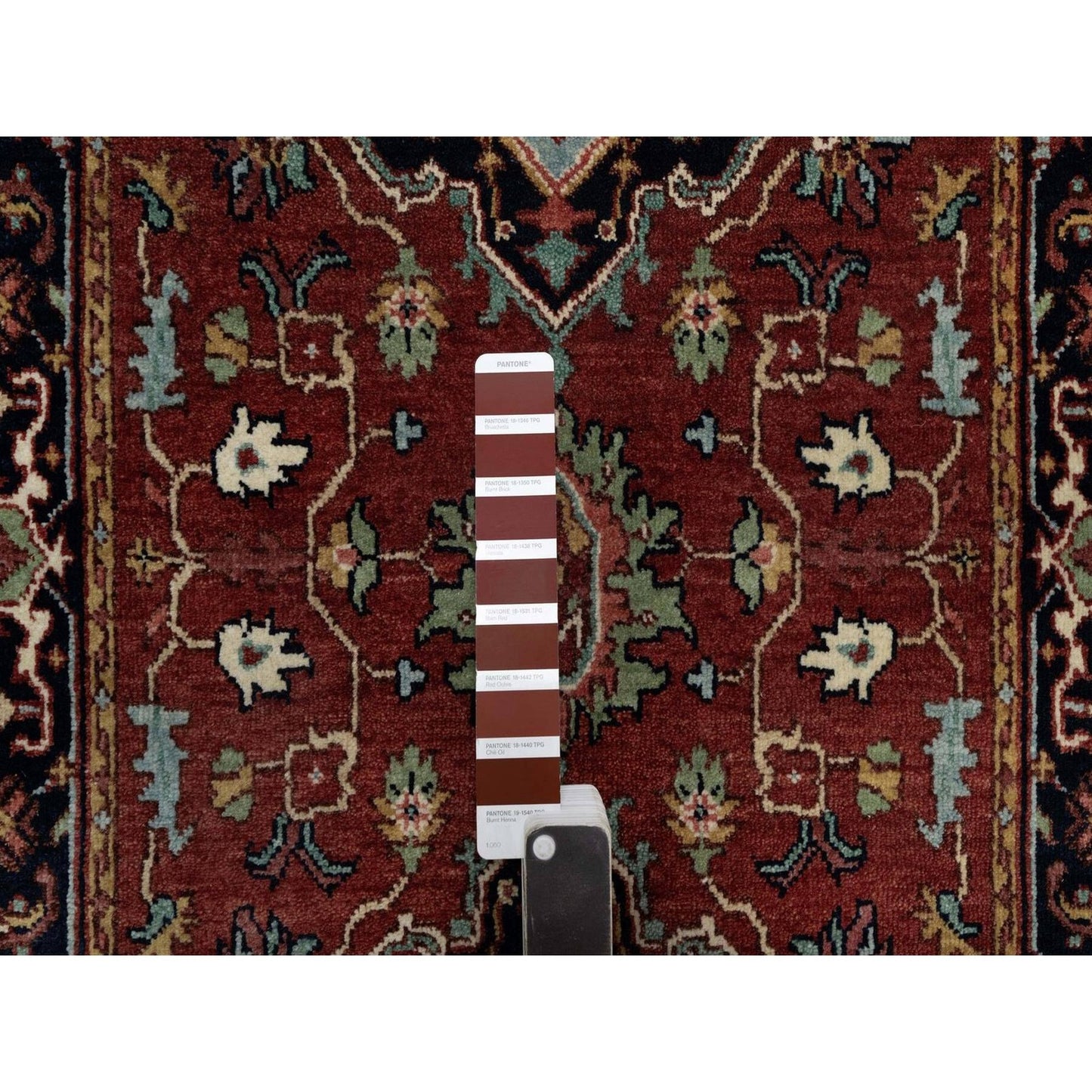 2'6"X6'3" Red Antiqued Heris Hand Knotted New Zealand Wool Runner Rug