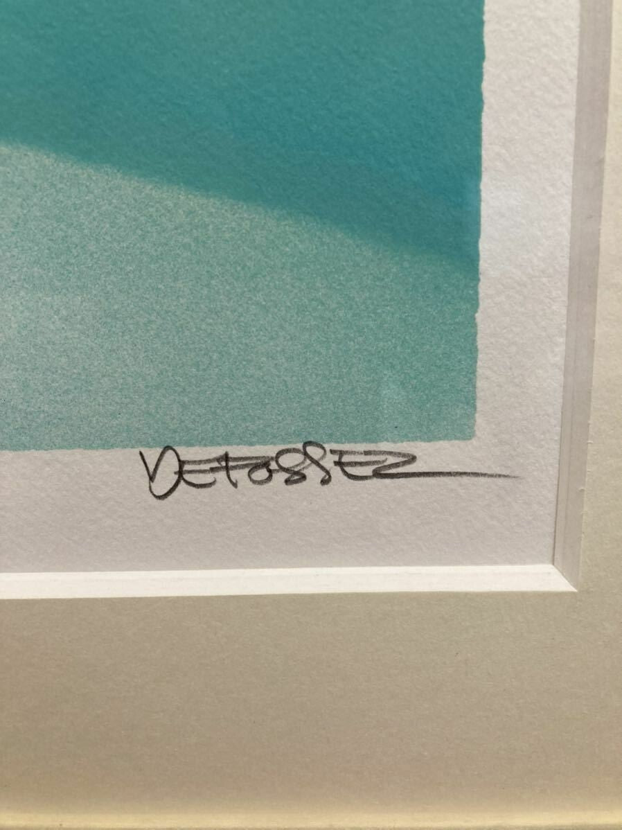 Alfred Defossez (French) Blue Bouquet Original Lithograph On Paper Signed Framed