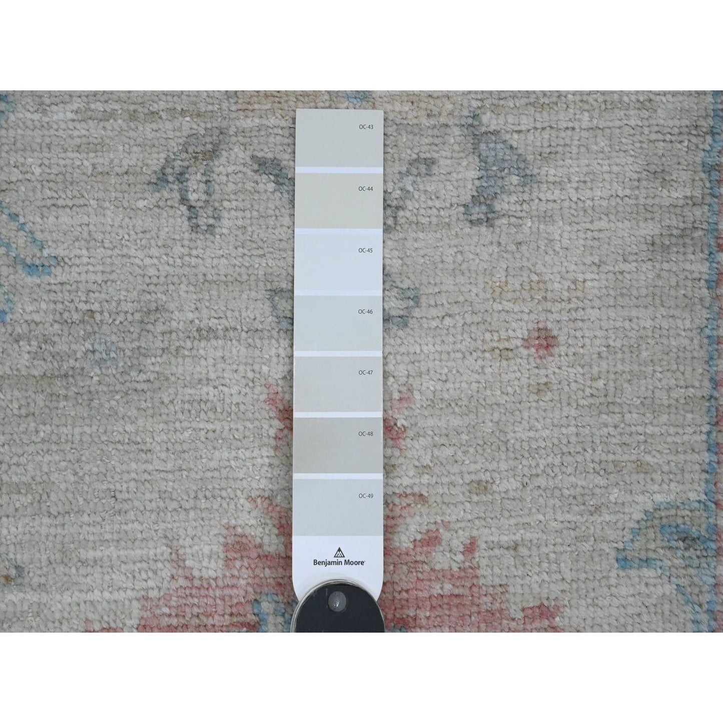 3'X11'8" White Afghan Angora Oushak Hand Knotted Pure Wool Runner Rug