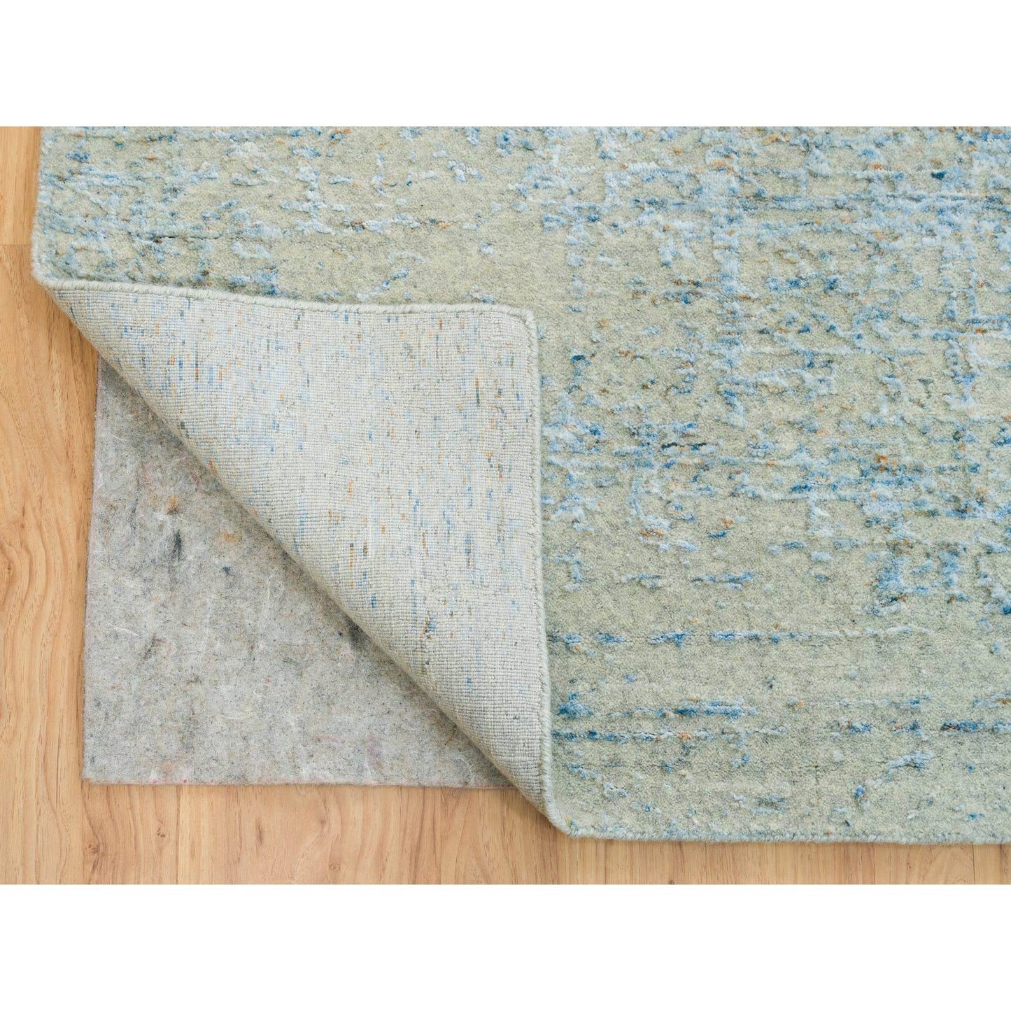10'X10' Gray Modern Jacquard Hand Loomed Wool And Silk Square Rug