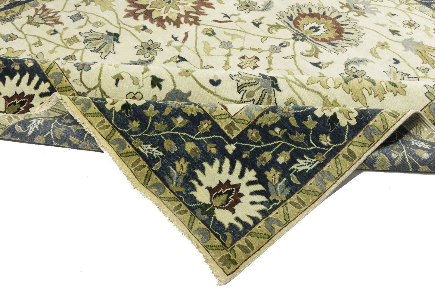 10X10 Ft Square Handmade Cream Floral Chobi