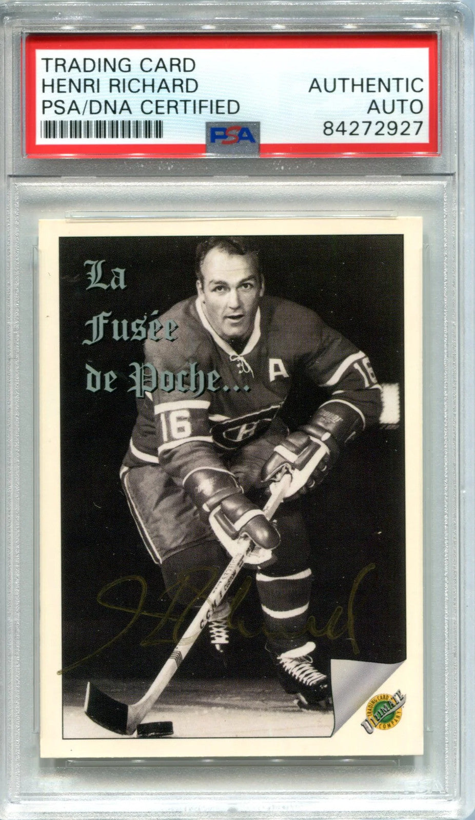Henri Richard Autographed 1992 Ultimate Trading Card Company Card (Psa)