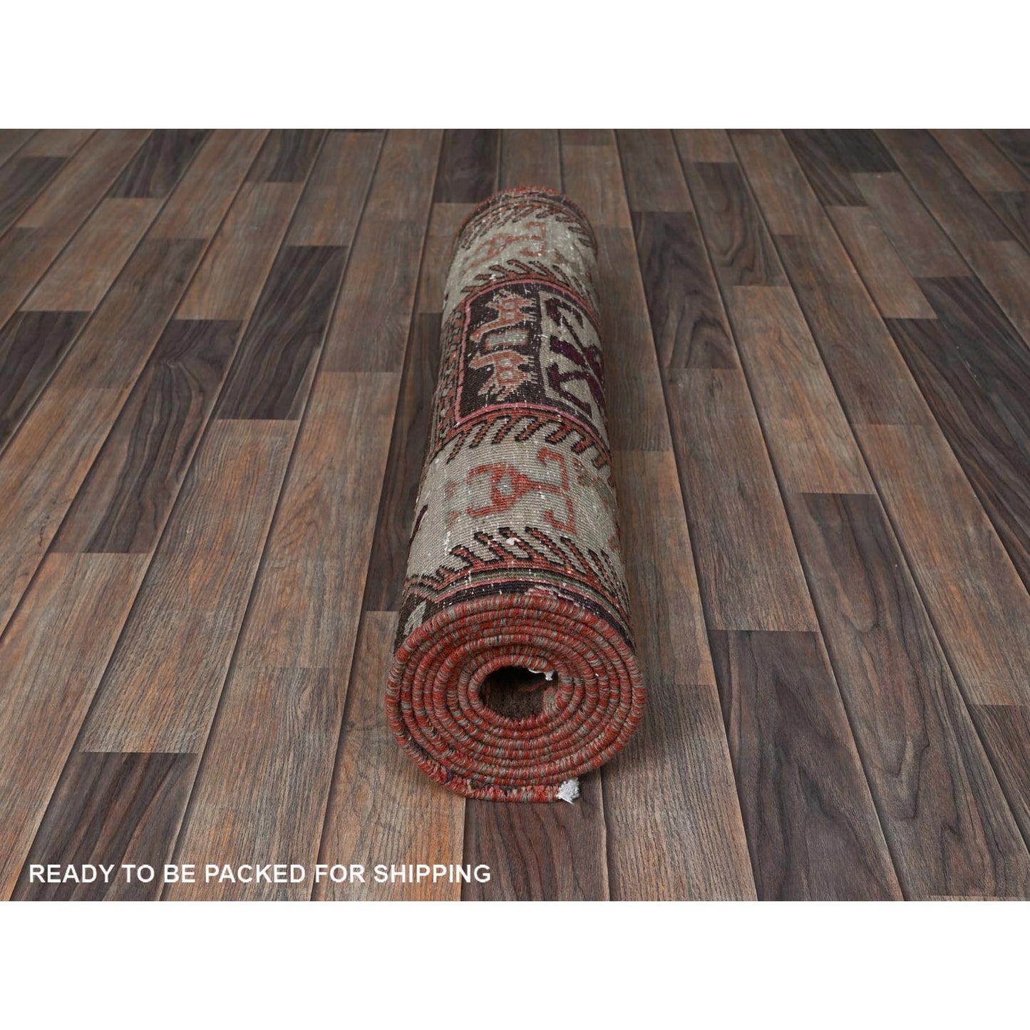 2'7"X9'1" Peach Vintage Zoroastrianheris Hand Knotted Pure Wool Runner Rug