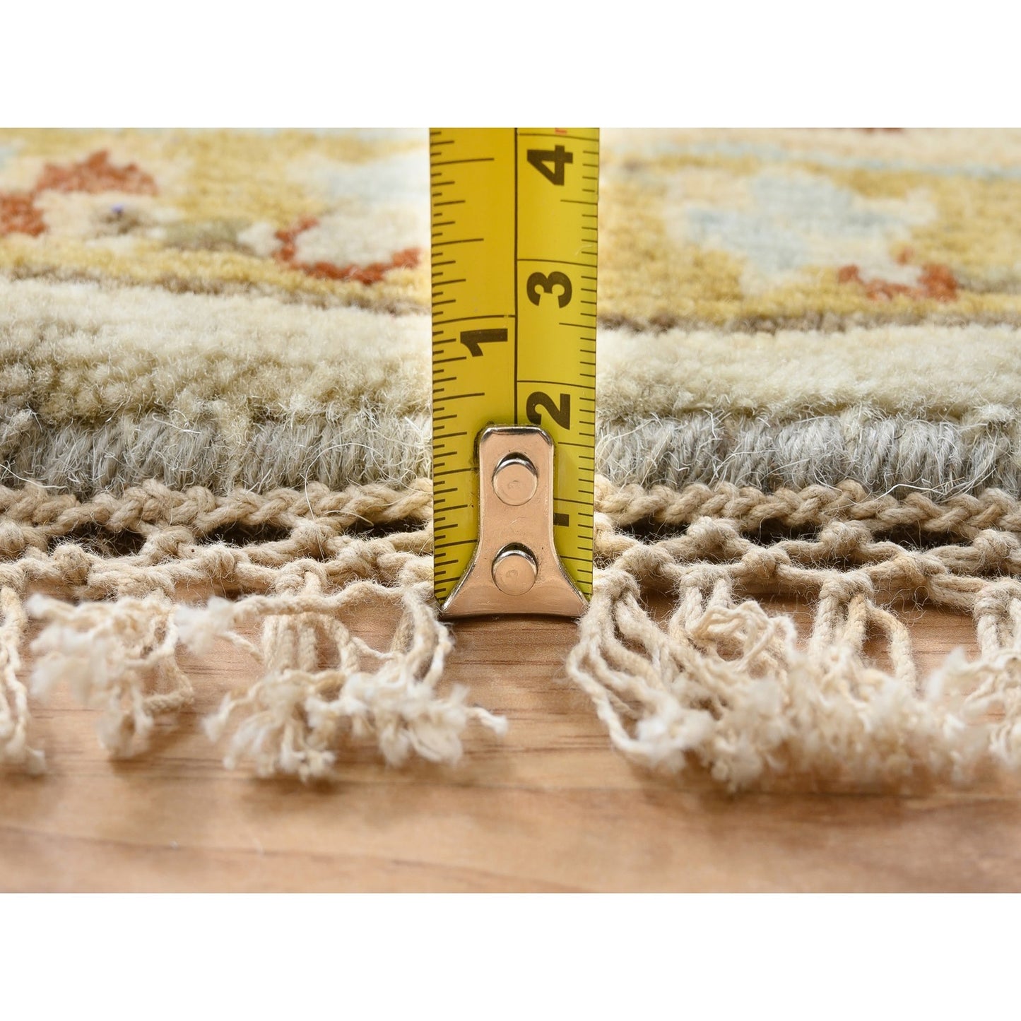 10'X10' Light Gray Karjihooz Design Pure Wool Hand Knotted Round Rug