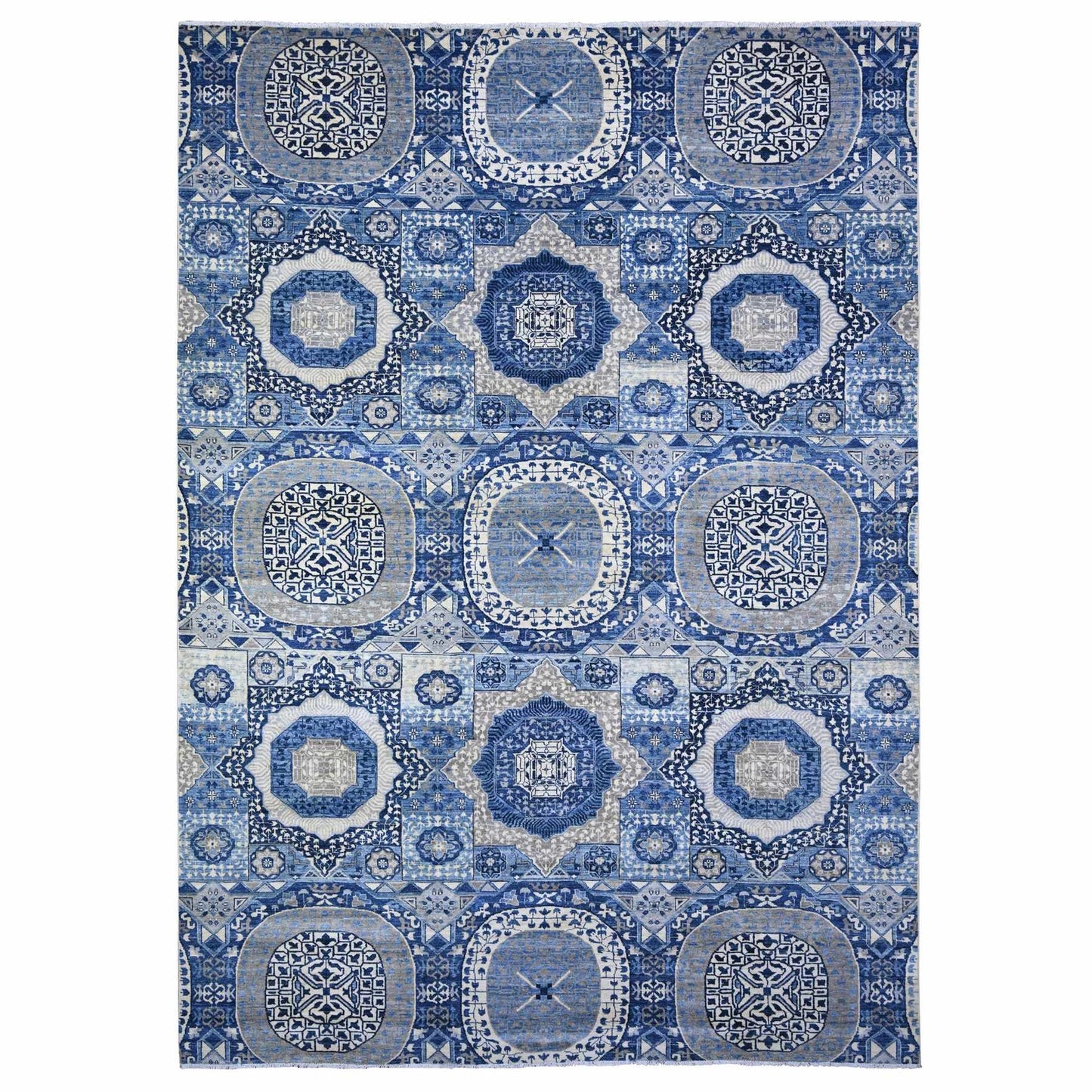 10'X13'8" Blue Fine Aryana Soft Wool Hand Knotted Oriental Rug