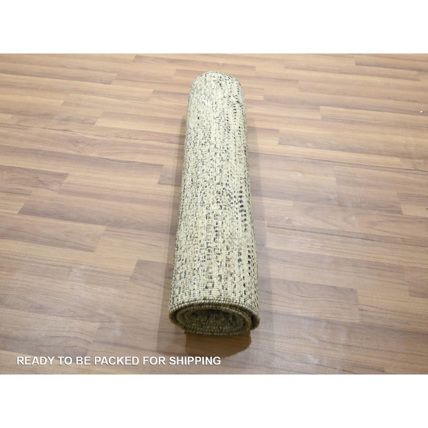 2'X3' Beige Grass Design Hand Knotted Undyed Natural Wool Mat Small Rug