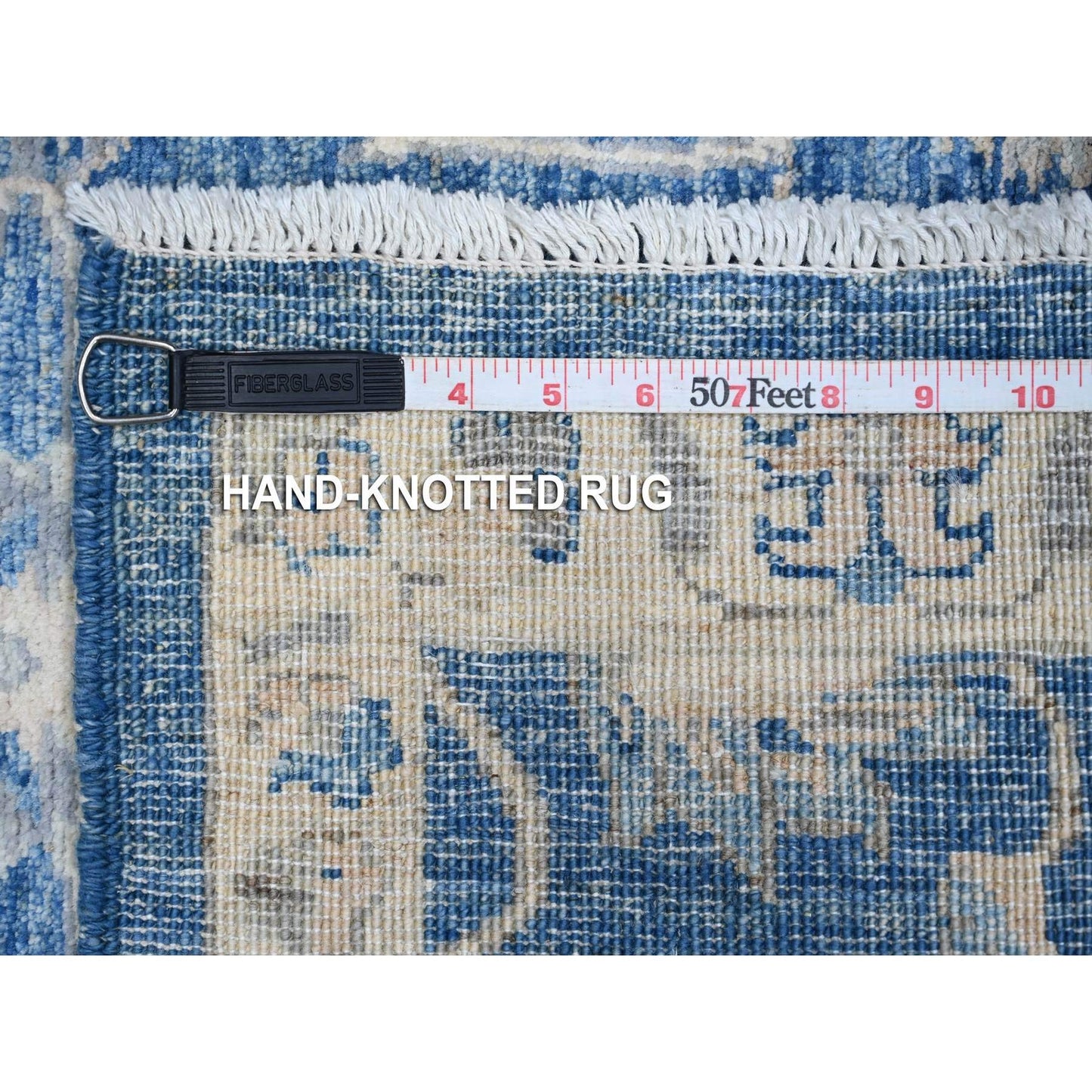 2'6"X7'9" Blue Peshawar Mahal Design Hand Knotted Runner Oriental Rug