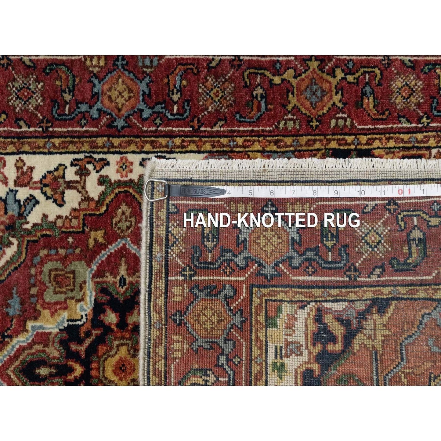 2'6"X16'1" Ivory Wool Heris Re-Creation Motifs Hand Knotted Xl Runner Rug