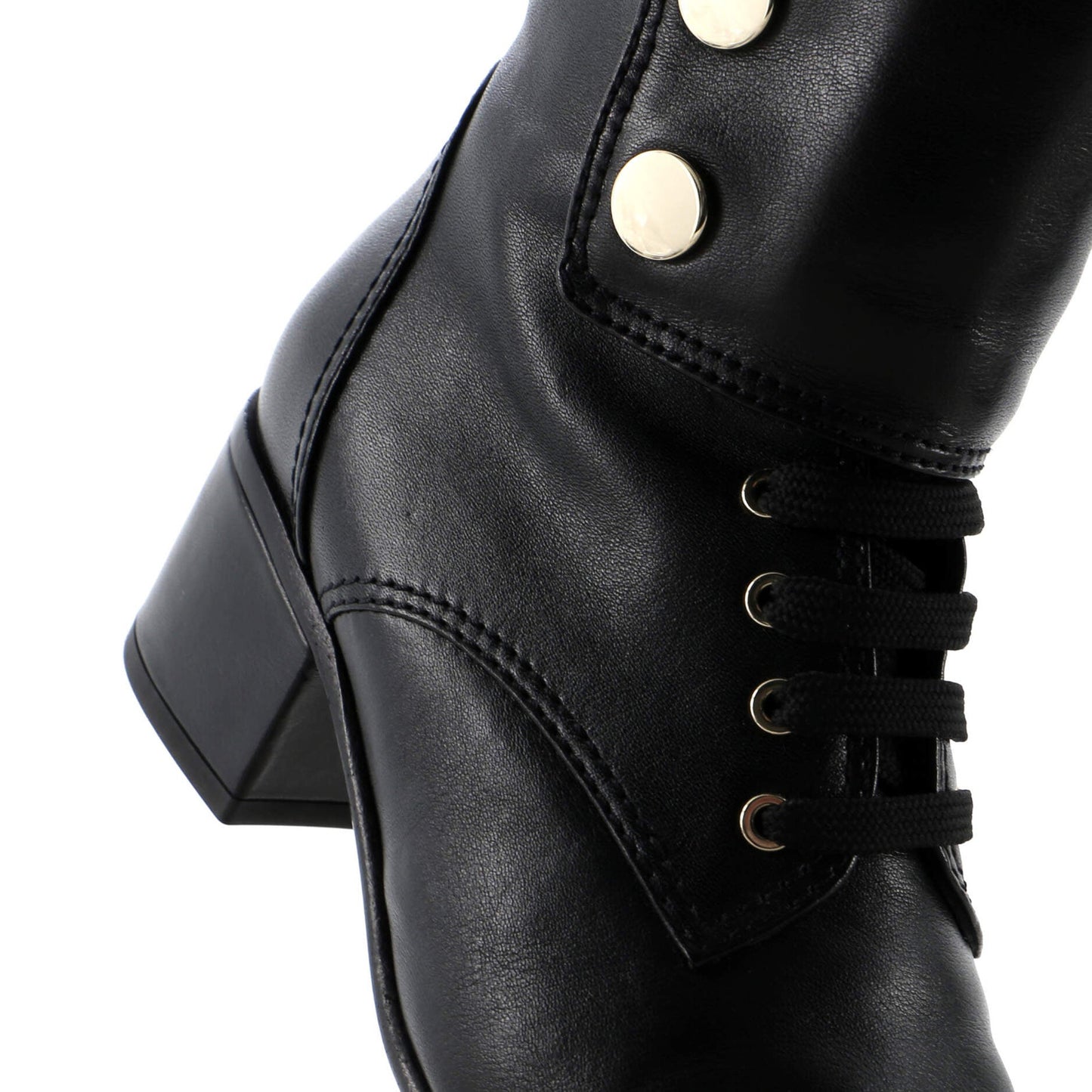 Chanel Women'S Logo Button Snap Cap Toe Boots Leather With Patent