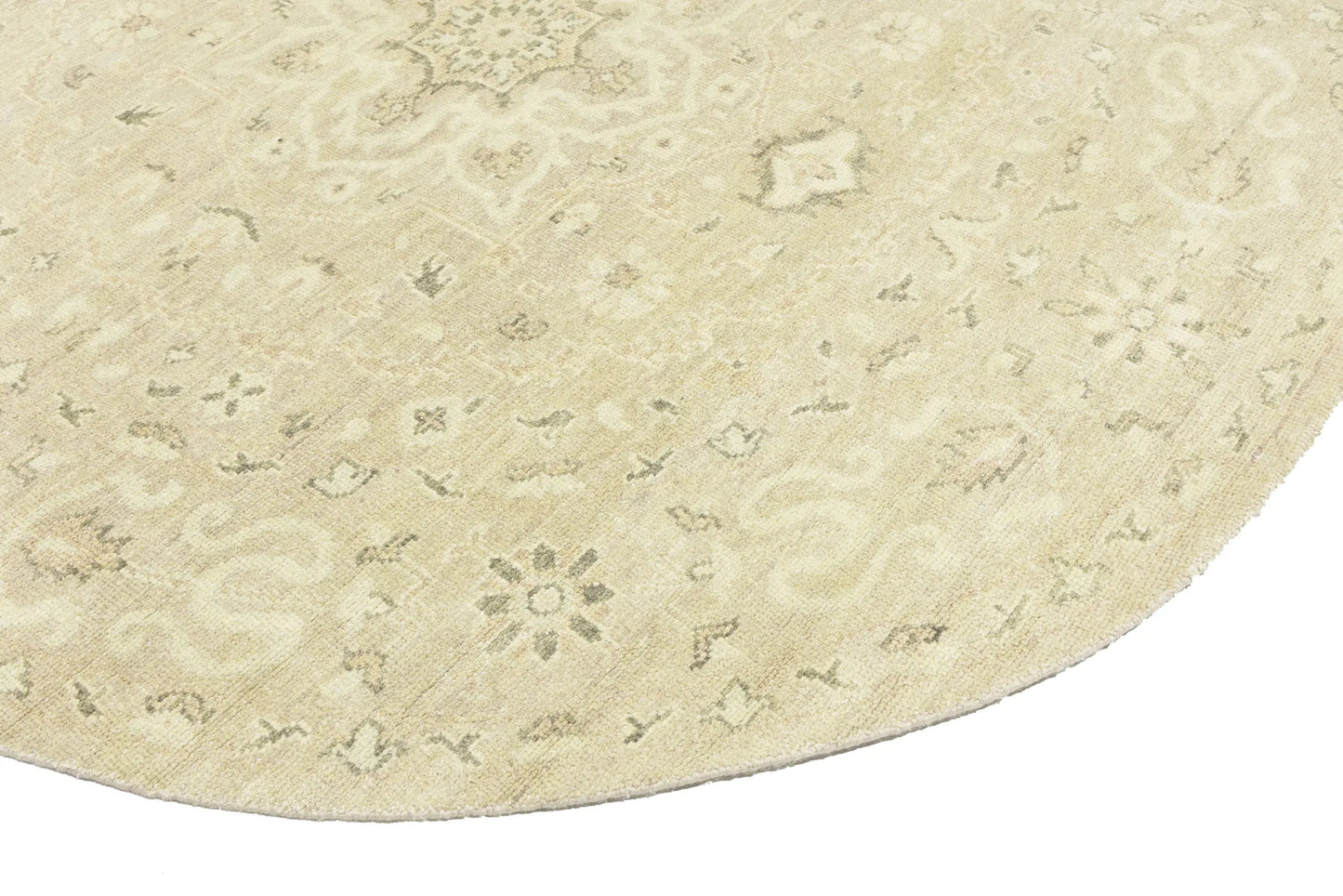 Handmade Transitional Round Oriental Rug Floral