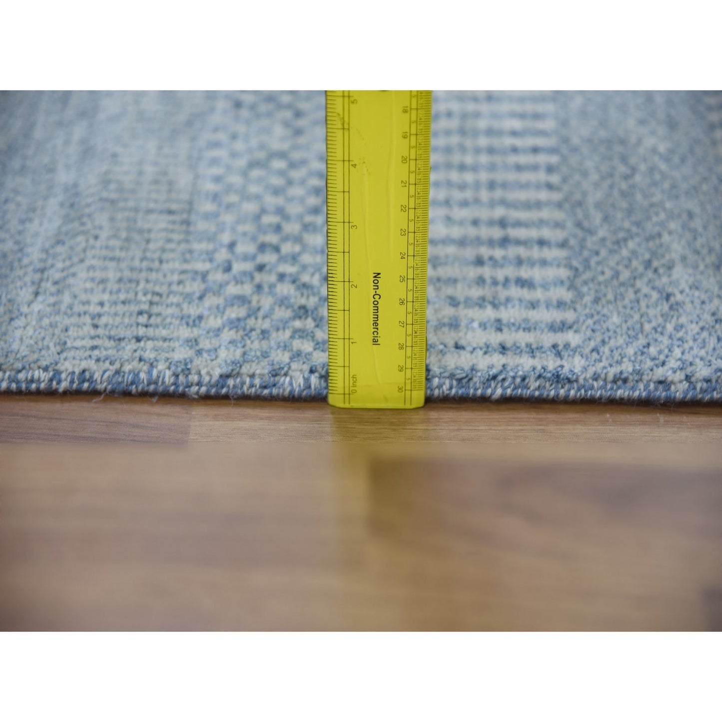 2'6"X12' Gray, Modern Grass Design, Wool And Silk Hand Knotted Runner Rug