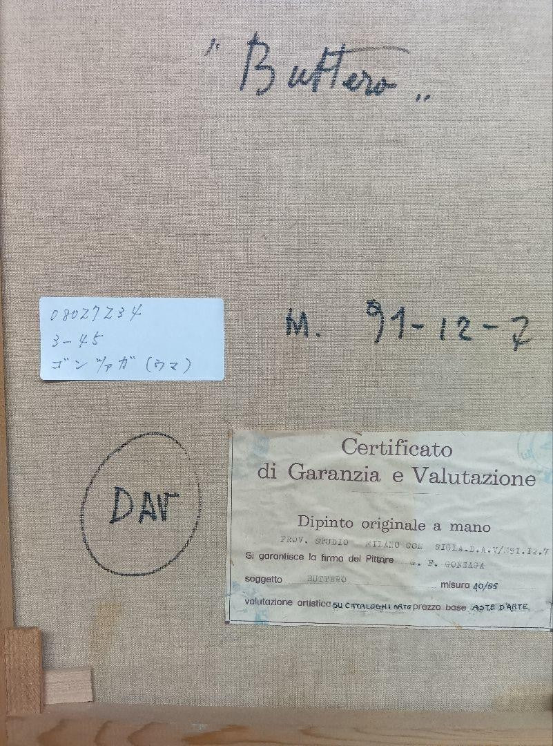 Giovanni Francesco Gonzaga Original Oil Painting "Buttero" Horse & Rider Signed