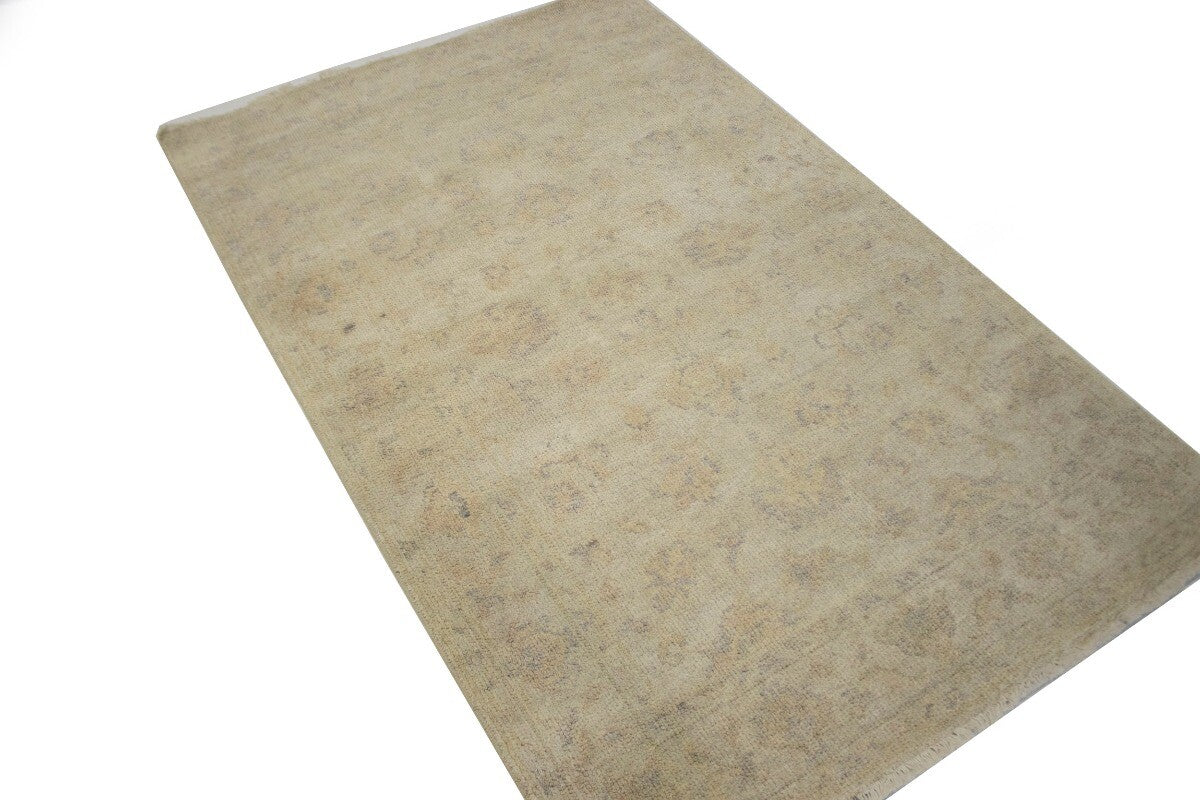 Handmade Oushak Chobi Oriental Rug Muted Floral