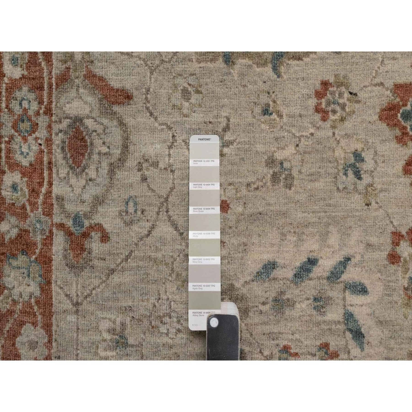 2'2"X3'1" Beige Broken Pattern Oushak Design Hand Knotted Wool Sample Rug