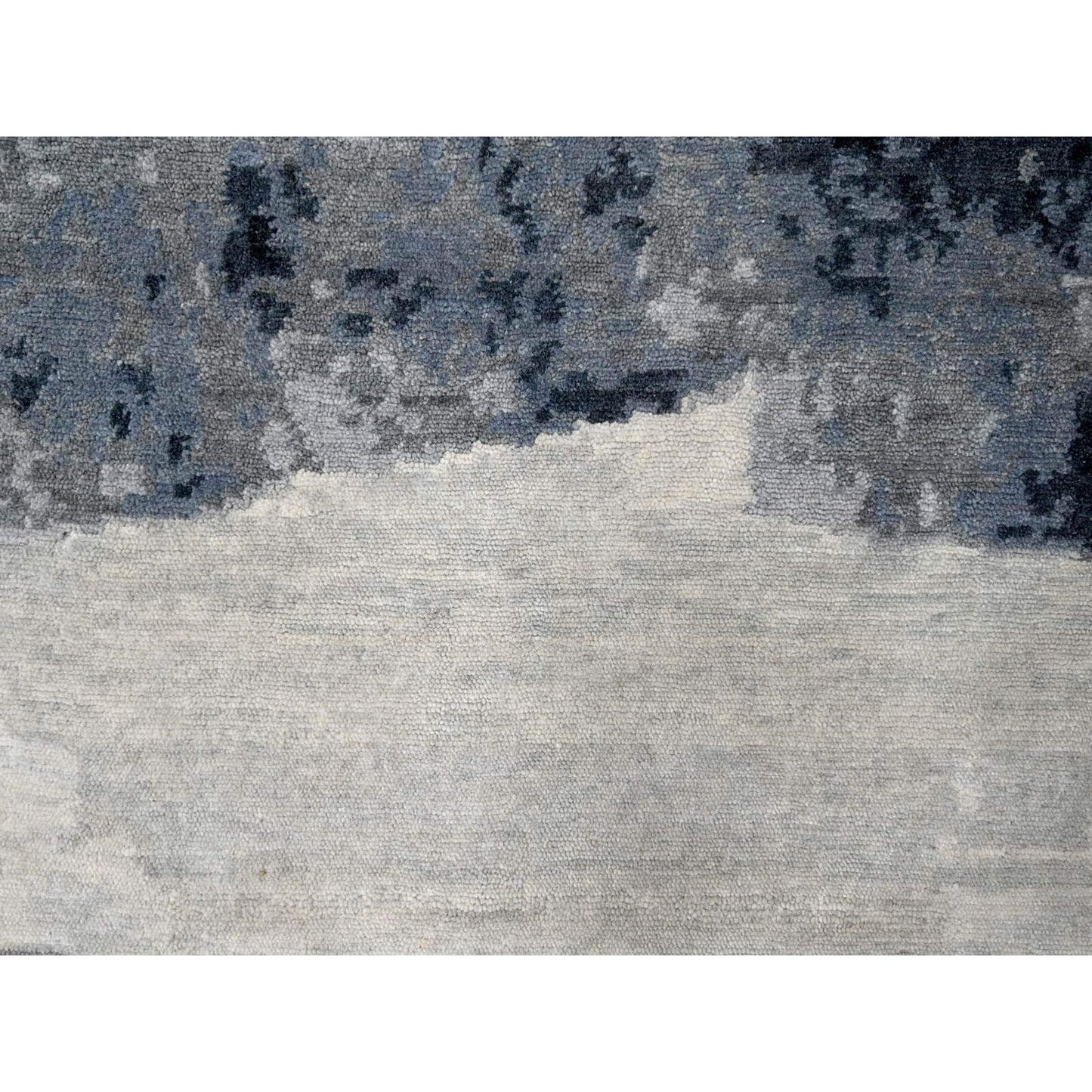 8'10"X11'9" Asphalt Black Abstract Design Organic Wool Hand Knotted Rug