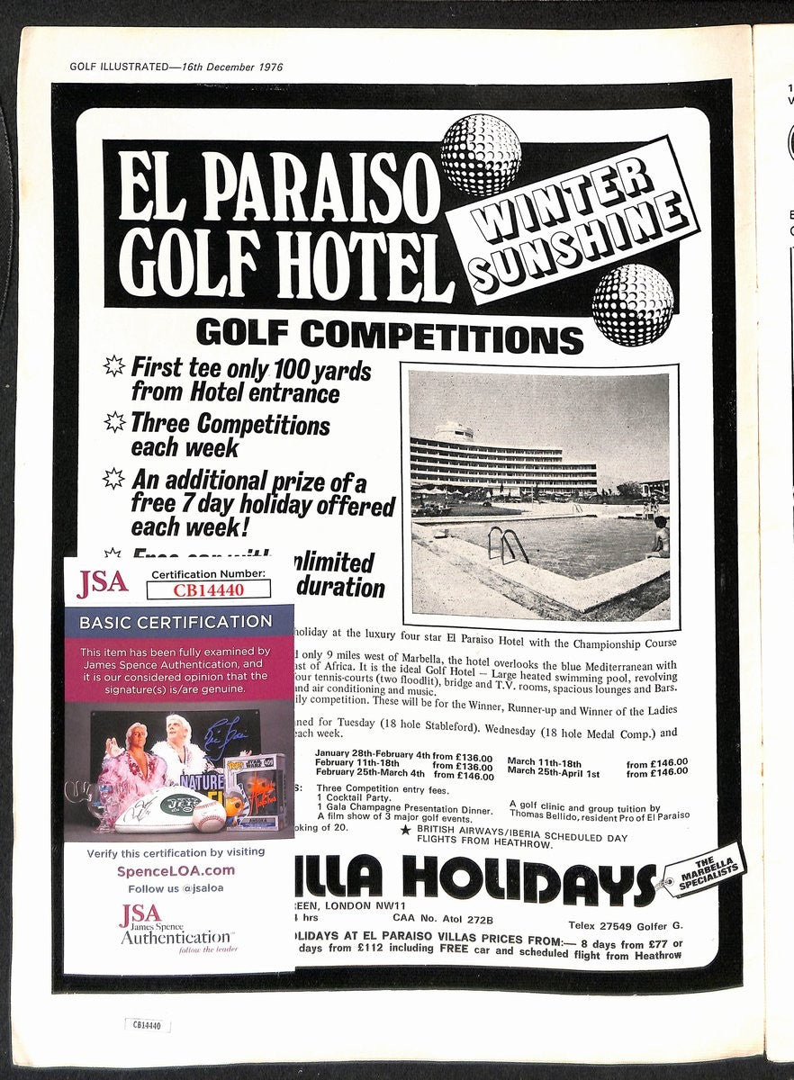 Jack Nicklaus Autographed 12/16/1976 British Golf Illustrated Magazine Jsa 94941
