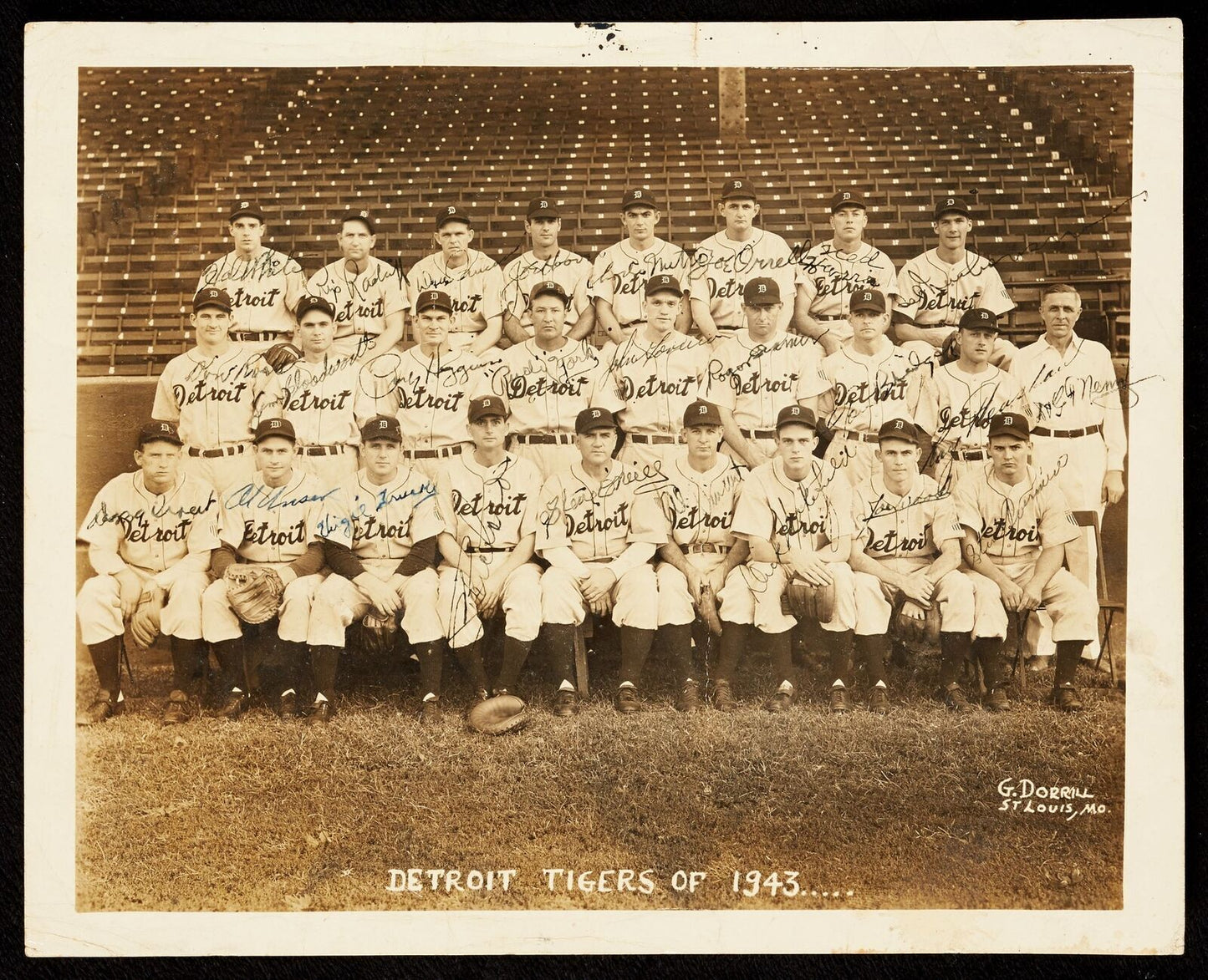 1943 Detroit Tigers Team-Signed By 26 Original