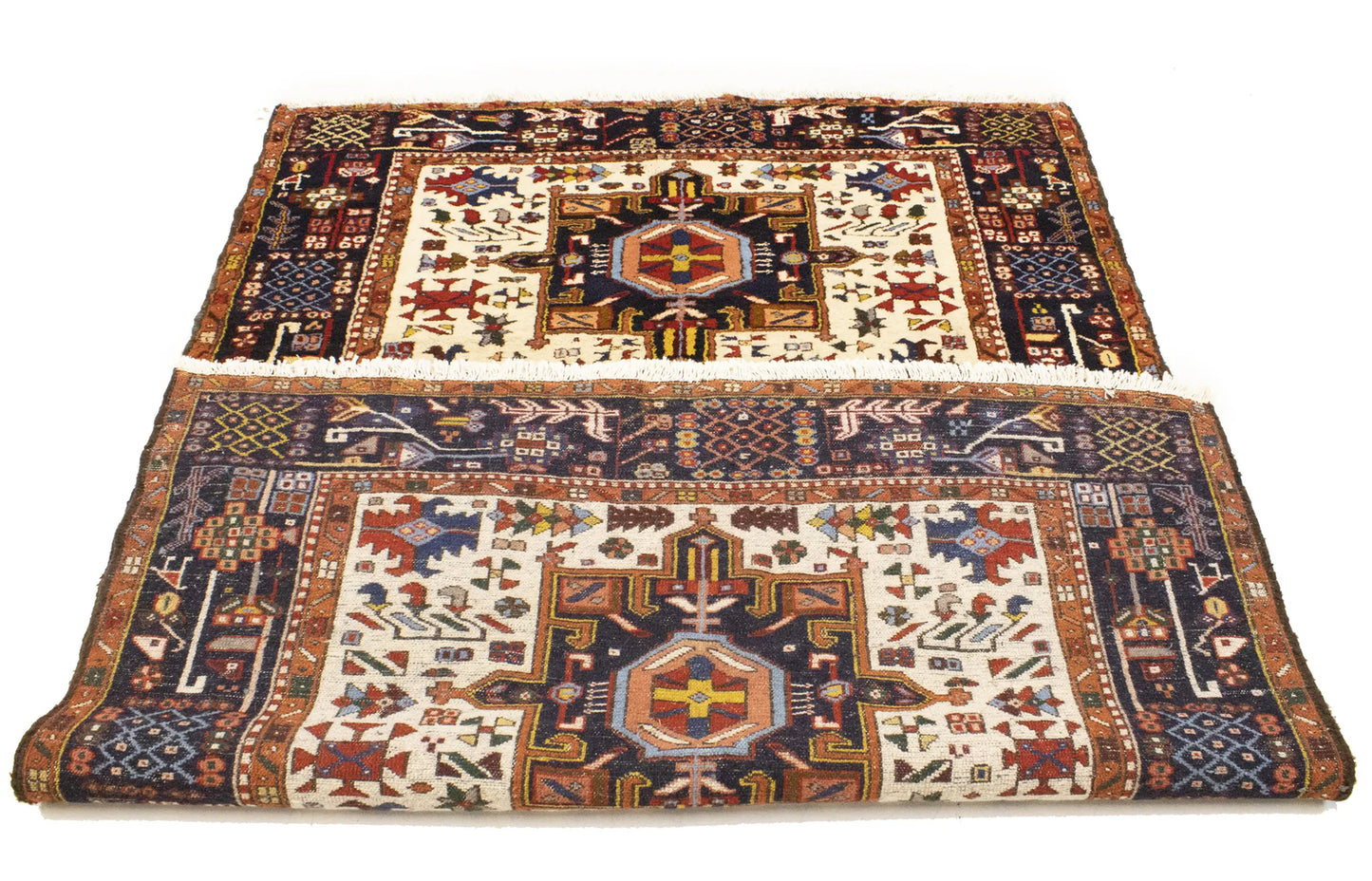 Rare Vintage Oriental Rug Geometric Design Boho