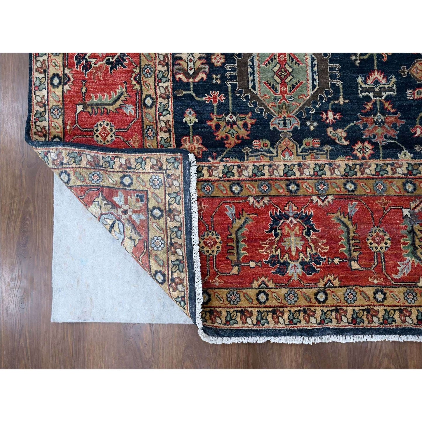 10'2"X10'2" Black Hand Knotted Karjihooz Design 100% Wool Square Rug