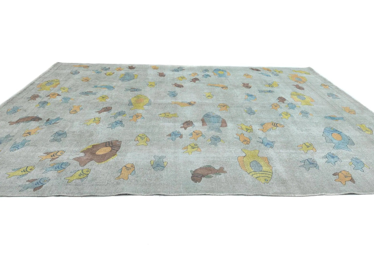 Distressed Vintage Antique Oriental Rug Beige