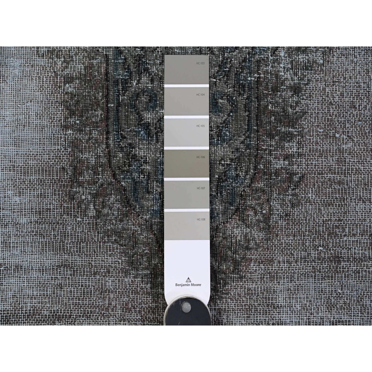 4'X7'1" Pastel Gray Faded Design Vintage Zoroastrian Karman Oriental Rug