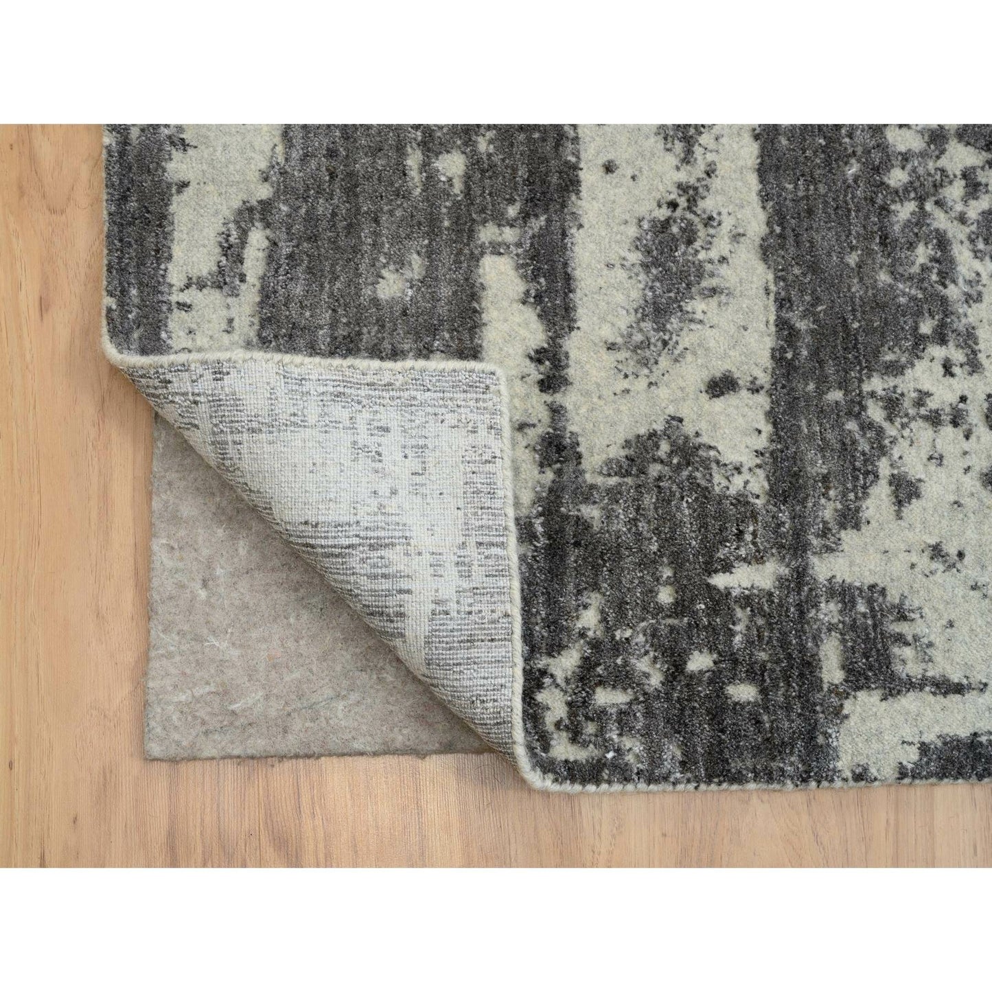 12'X15' Black Modern Design Wool And Silk Hand Loomed Oversized Rug