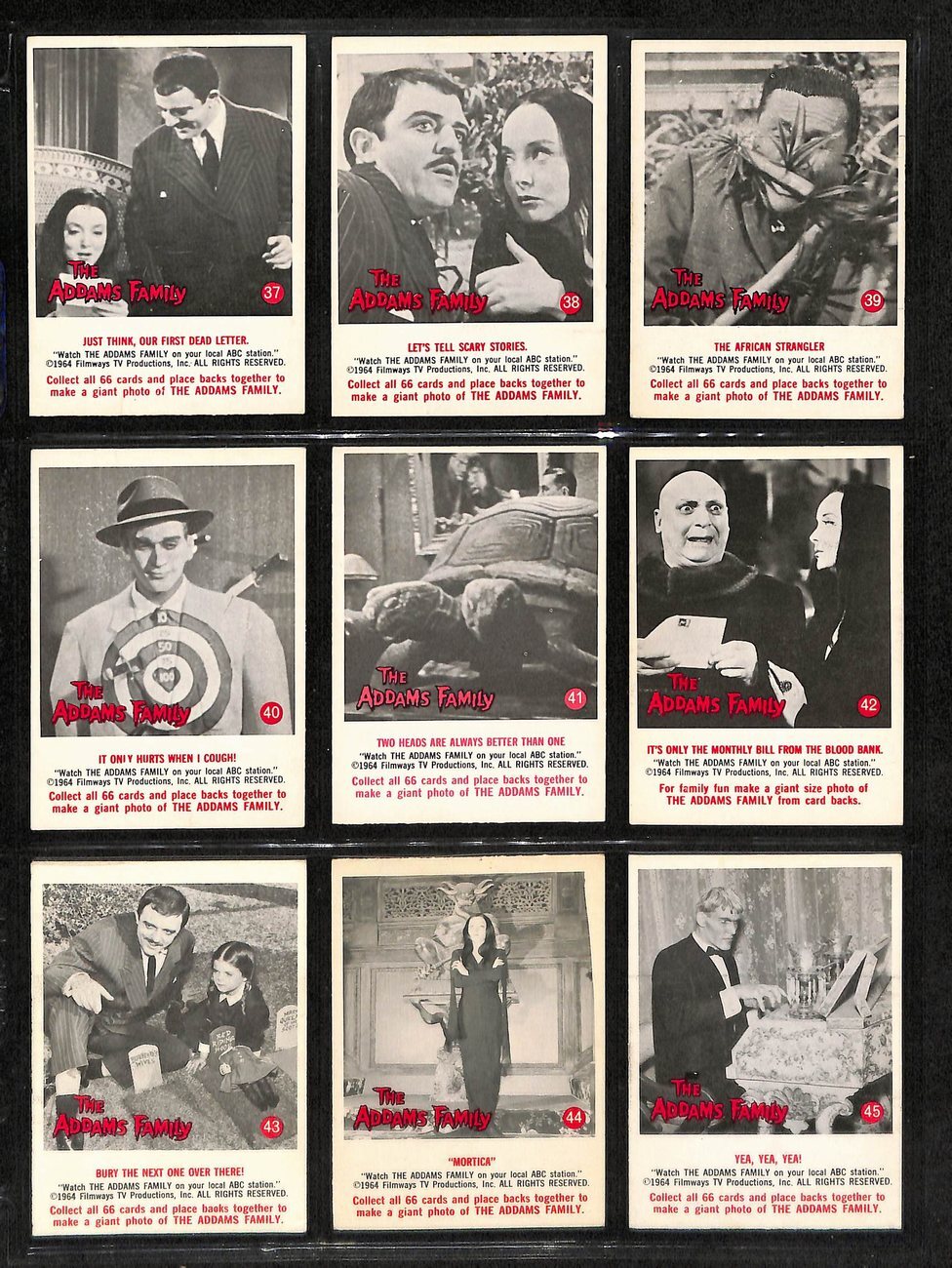 1964 The Adams Family Card Complete Set (1-66) Tv
