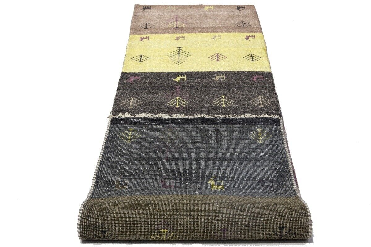 Handwoven Indo-Gabbeh Oriental Runner Rug