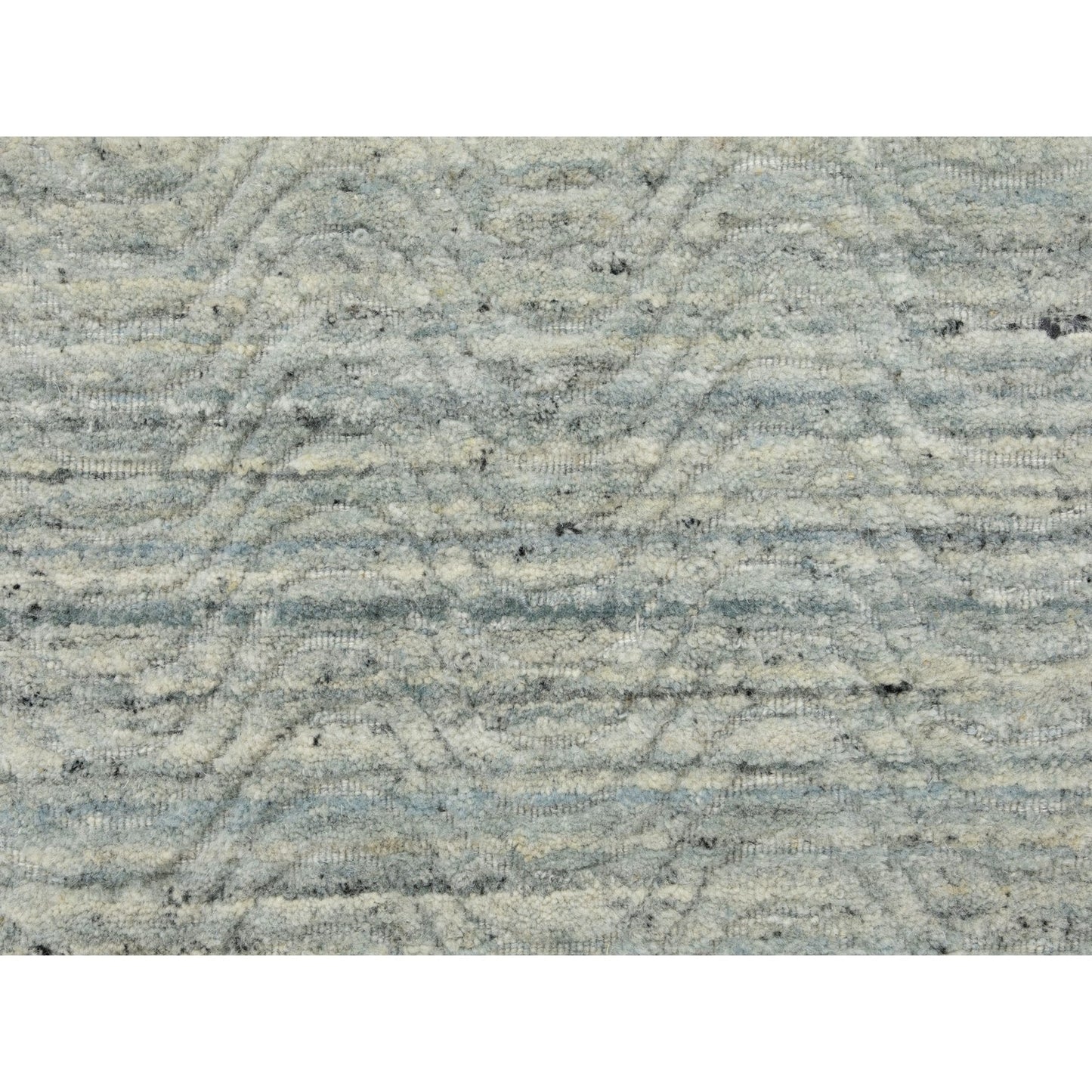 2'6"X7'10" Variegated Design Hand Loomed Pure Wool Modern Runner Rug