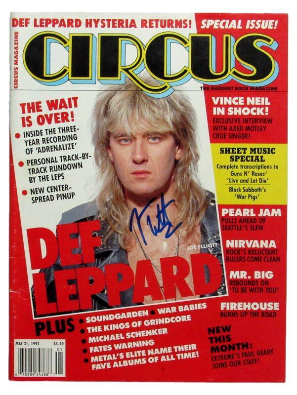 Joe Elliot Autographed May 31, 1992 Circus